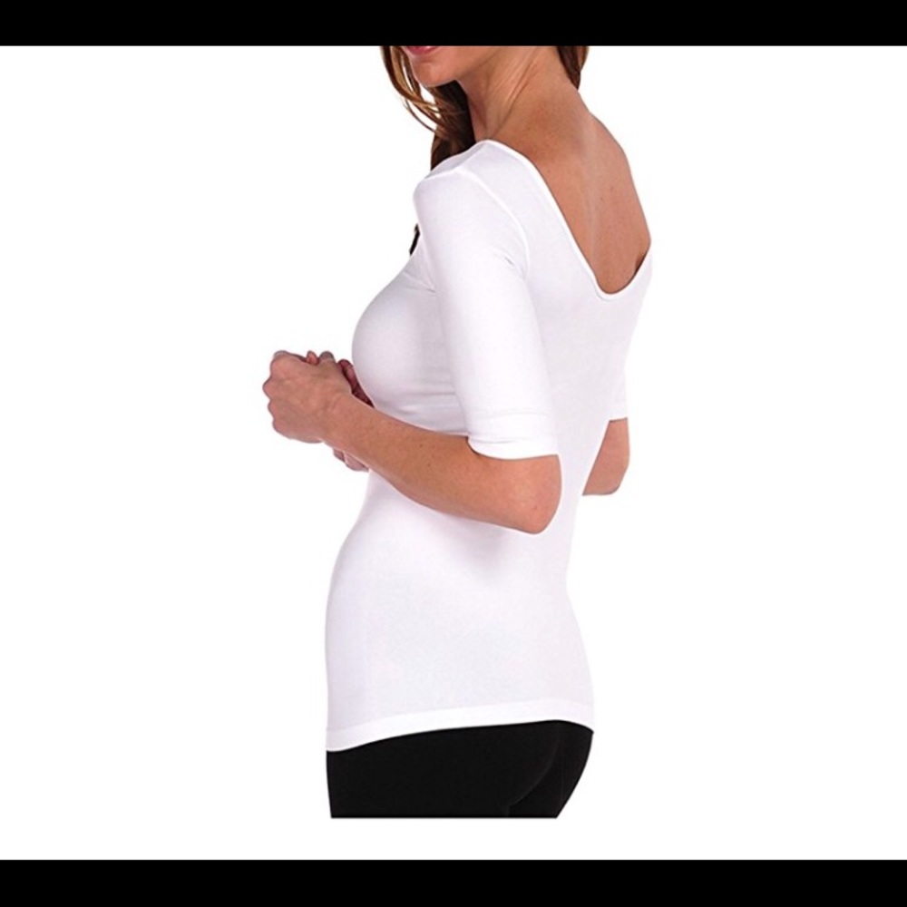 White reversible scoop ballet tee